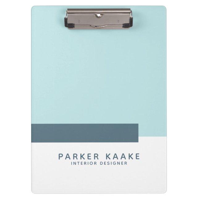 Carpeta De Pinza Estilo geométrico moderno simple azul pastel (Anverso)