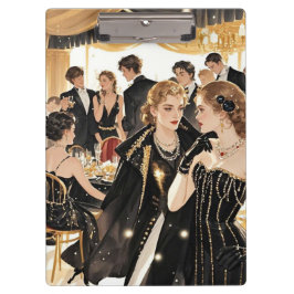 Carpeta De Pinza Estilo Moulin rouge, negro y dorado, rico lujo