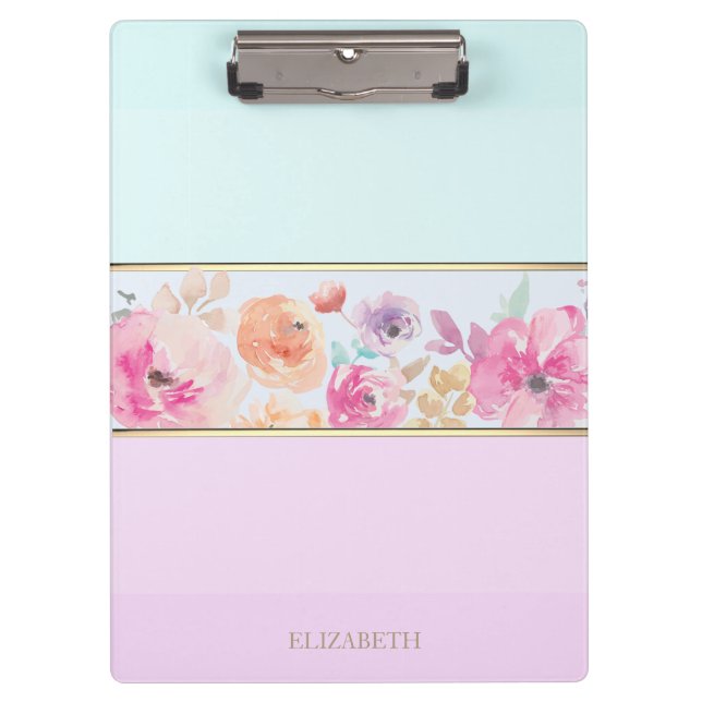 Carpeta De Pinza Estrayas de moda,Flores acuáticas personalizadas (Anverso)