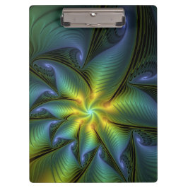 Carpeta De Pinza Estrella abstracta, brillante arte azul verde dora