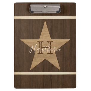 Carpeta De Pinza Estrella de madera clásica marrón oscuro y beige