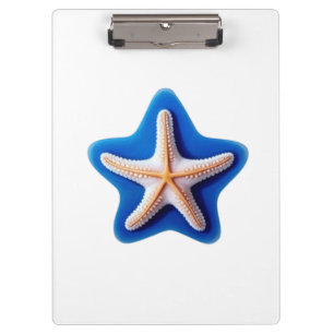 Carpeta De Pinza Estrella de mar naranja en azul