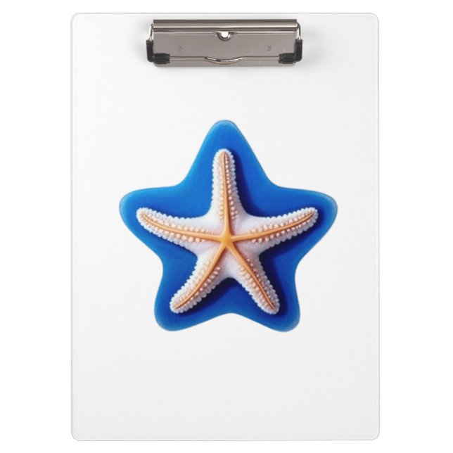 Carpeta De Pinza Estrella de mar naranja en azul (Anverso)