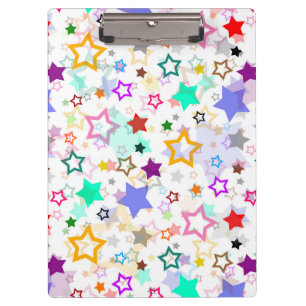 Carpeta De Pinza Estrellas Coloridas Blancas