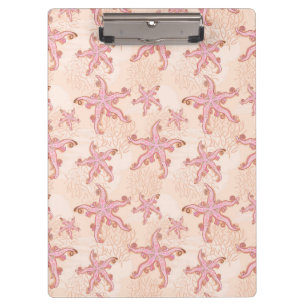 Carpeta De Pinza Estrellas de mar y coral patrón pastel rosa