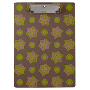 Carpeta De Pinza Estrellas y círculos en marrón y verde