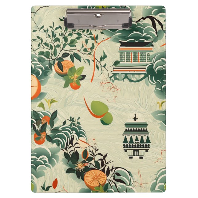 Carpeta De Pinza Ethereales Orangenmuster mit Zen-Tempeln (Anverso)