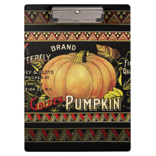 Carpeta De Pinza Etiqueta de Caja de Calabaza Dorada Vintage: Otoño