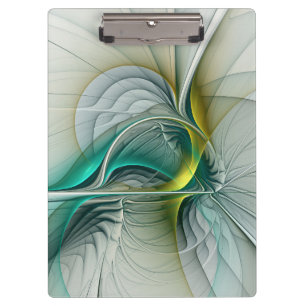Carpeta De Pinza Evolución fractal, arte abstracto de turquesa dora