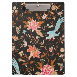 Carpeta De Pinza Exotic Asian Birds And Flowers Embroidery