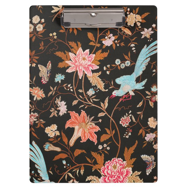 Carpeta De Pinza Exotic Asian Birds And Flowers Embroidery (Anverso)