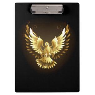 Carpeta De Pinza Falsa paloma de paz del Relieve metalizado dorado