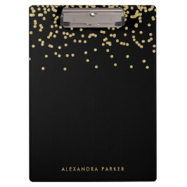 Carpeta De Pinza Falso confeti del oro en negro