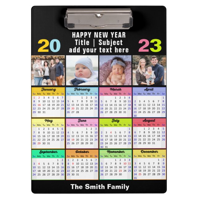 Carpeta De Pinza Familia de Personalizados del calendario 2023 4 Fo (Anverso)