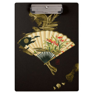 Carpeta De Pinza Fan oriental prensada con diseño floral