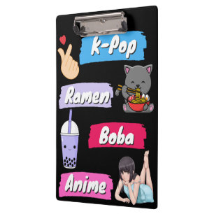 Carpeta De Pinza Fanático de la cultura popular K-Pop, Ramen, Boba 