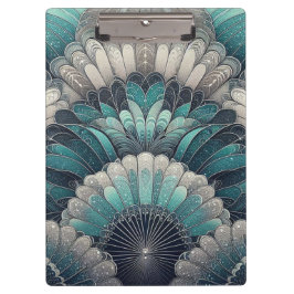 Carpeta De Pinza Fans de Art Nouveau Blue and Silver