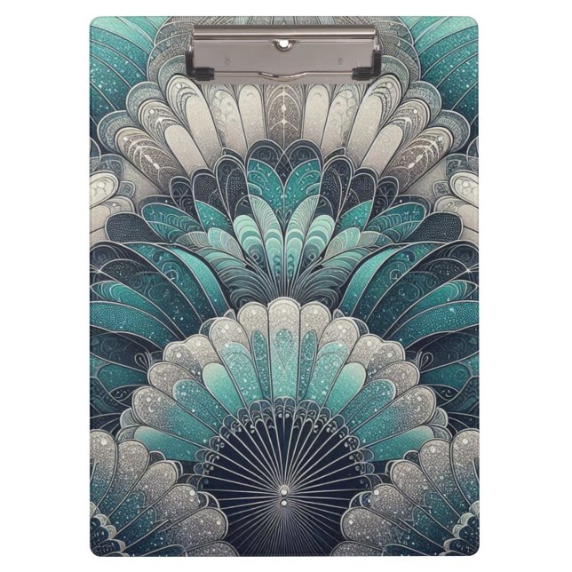 Carpeta De Pinza Fans de Art Nouveau Blue and Silver (Anverso)