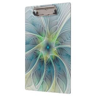 Carpeta De Pinza Fantasía Flor Fractal Verde Azul