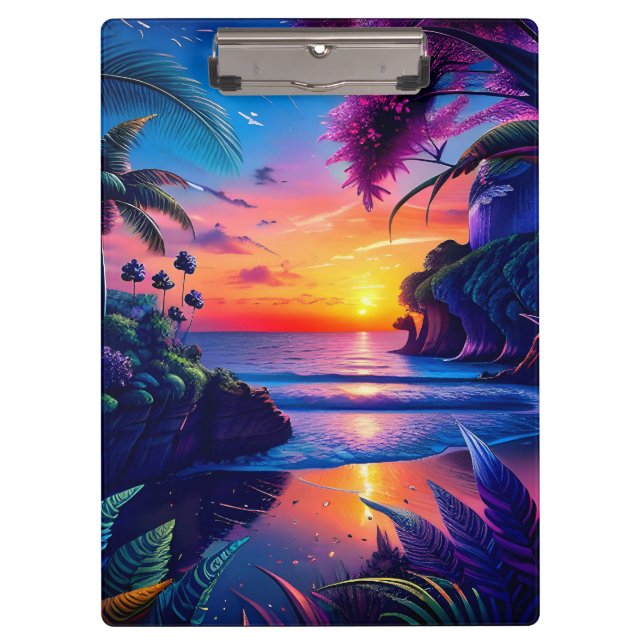 Carpeta De Pinza Fantasía Playa Tropical Dos (Anverso)