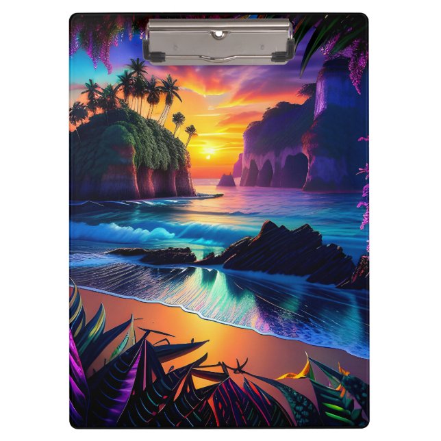 Carpeta De Pinza Fantasía Playa Tropical Tres (Anverso)