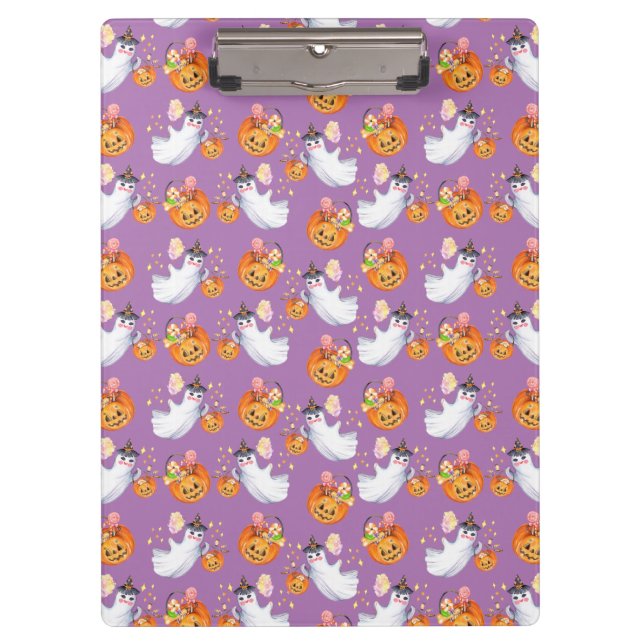 Carpeta De Pinza Fantasma y dulces de Halloween sin fisuras (Anverso)