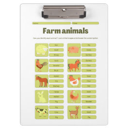 Carpeta De Pinza Farm Animals Identification Educational Worksheet