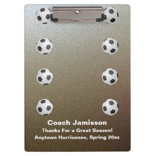 Carpeta De Pinza Faux Chrome, entrenador de fútbol, nombre,