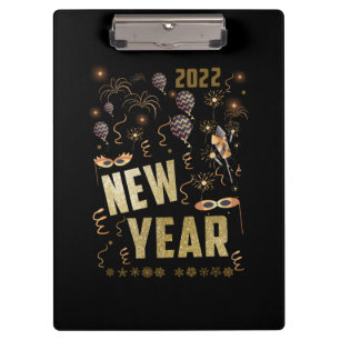 Carpeta De Pinza Feliz Año Nuevo 2022, festivo feriado de oro purpu