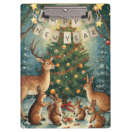 Carpeta De Pinza Feliz Año Nuevo Animal del Bosque