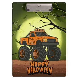 Carpeta De Pinza Feliz Camión Monstruo de Halloween con murciélagos