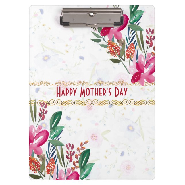 Carpeta De Pinza Feliz Día de la Madre Mamás Flor Rosa (Anverso)