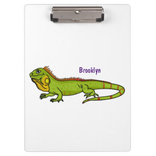 Carpeta De Pinza Feliz ilustracion personalizado de iguana verde