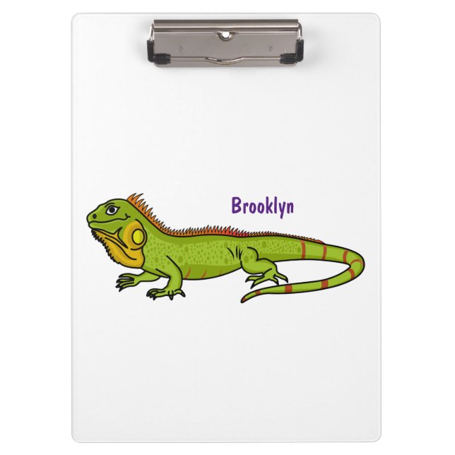 Carpeta De Pinza Feliz ilustracion personalizado de iguana verde (Anverso)