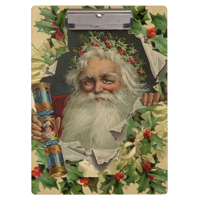 Carpeta De Pinza Feliz Navidad Santa Claus Clásico antiguo (Anverso)