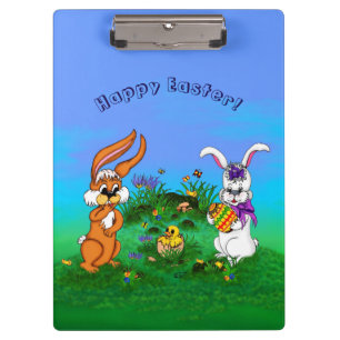 Carpeta De Pinza ¡Feliz Pascua! Conejo con conejo y pollo