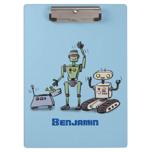 Carpeta De Pinza Feliz personalizado de trío de robots lindos