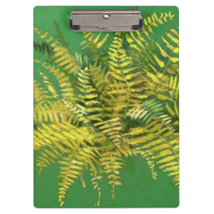 Carpeta De Pinza Fern, frondas, florido, verde dorado verde vegetac