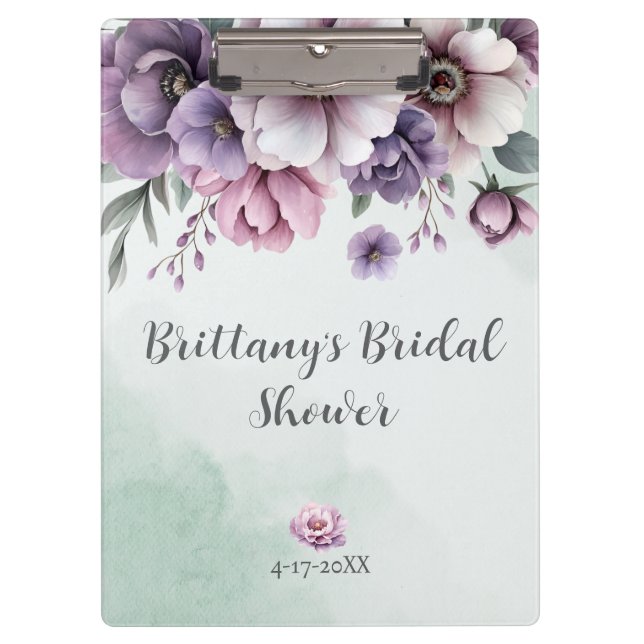Carpeta De Pinza Festejo Nupcial Floral Lavanda y Verde (Anverso)