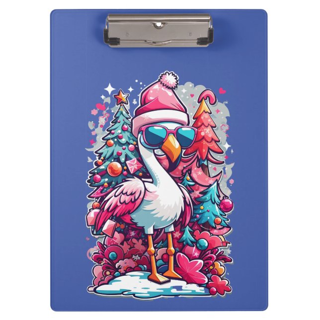 Carpeta De Pinza Festividades de Flamingo Santa Hat y Glasses Chris (Anverso)
