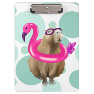 Carpeta De Pinza Fiesta De Piscina Cute Capybara Con Suelo De Flami