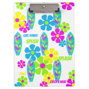 Carpeta De Pinza Fiesta retro del Chica de alimentación de flor de