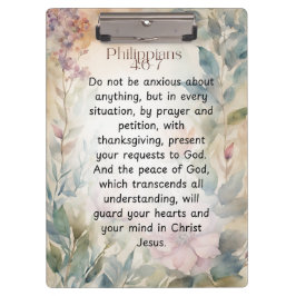 Carpeta De Pinza Filipinas 4:6-7 Biblia cristiana Verse acuarela