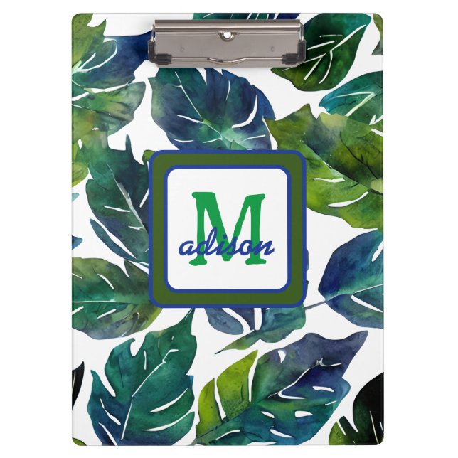 Carpeta De Pinza Filódromo verde y azul monogramado (Anverso)