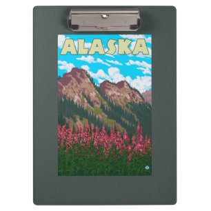 Carpeta De Pinza Fireweed con el poster del viaje del vintage de