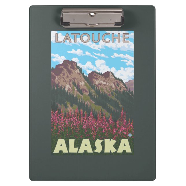 Carpeta De Pinza Fireweed y montañas - Latouche, Alaska (Anverso)