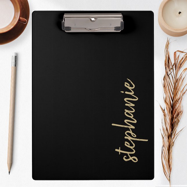Carpeta De Pinza Firma Moderna Personalizada Negro Oro (Subido por el creador)