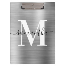 Carpeta De Pinza Firma Monograma Relieve metalizado Silver Shimmer