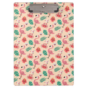 Carpeta De Pinza Flamenco Rosa Patrón Tropical de Verano