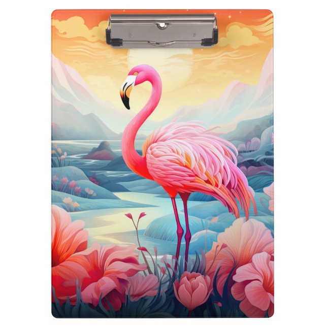 Carpeta De Pinza Flamenco Tropical con Flores (Anverso)